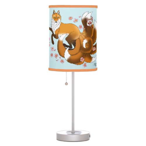 Red Fox Tails Kitsune Kasai Table Lamp