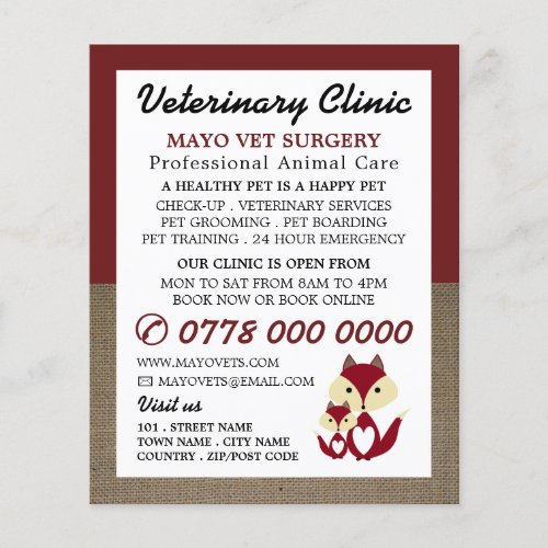 Red Fox Veterinarian Veterinary Service Flyer