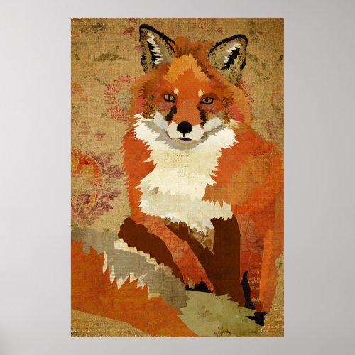 Red Fox Vintage Art Poster