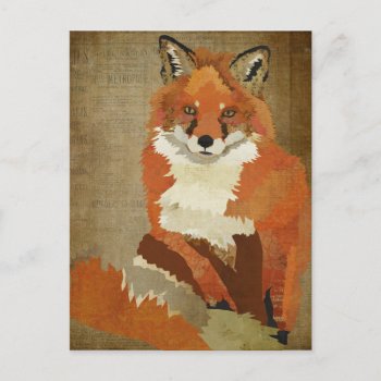 Red Fox Vintage Postcard by Greyszoo at Zazzle