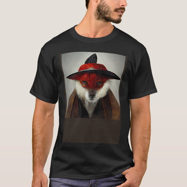 Red Fox vintage retro AI designed T-Shirt (Front)