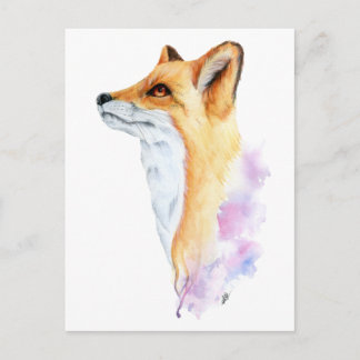 Red Fox Watercolor Painting Postcard