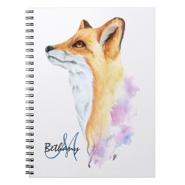 Red Fox Watercolor Personalized Notebook (Front)