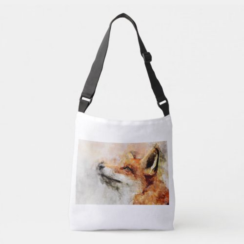 Red Fox Watercolor Portrait 01 Crossbody Bag