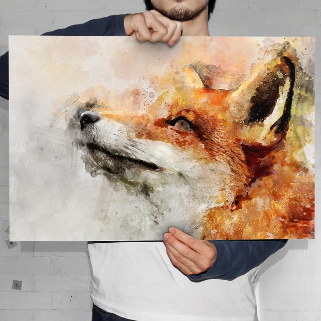 Red Fox Watercolor Portrait 01 Poster (Red Fox Watercolor Portrait 01. Poster)