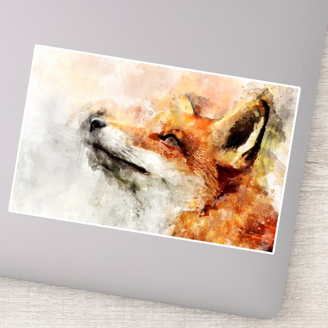 Red Fox Watercolor Portrait 01 Sticker (Red Fox Watercolor Portrait 01. Sticker)
