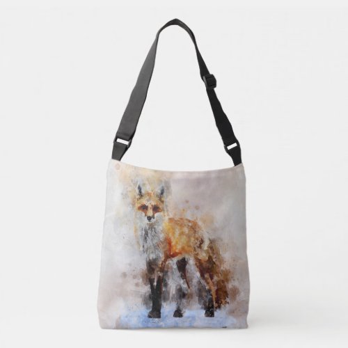 Red Fox Watercolor Portrait 02 Crossbody Bag