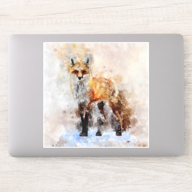 Red Fox Watercolor Portrait 02 Sticker (Computer)