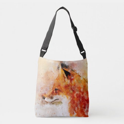 Red Fox Watercolor Portrait 03 Crossbody Bag
