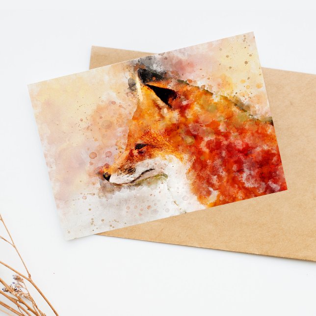 Red Fox Watercolor Portrait 03 Postcard (Red Fox Watercolor Portrait 03. Postcard)