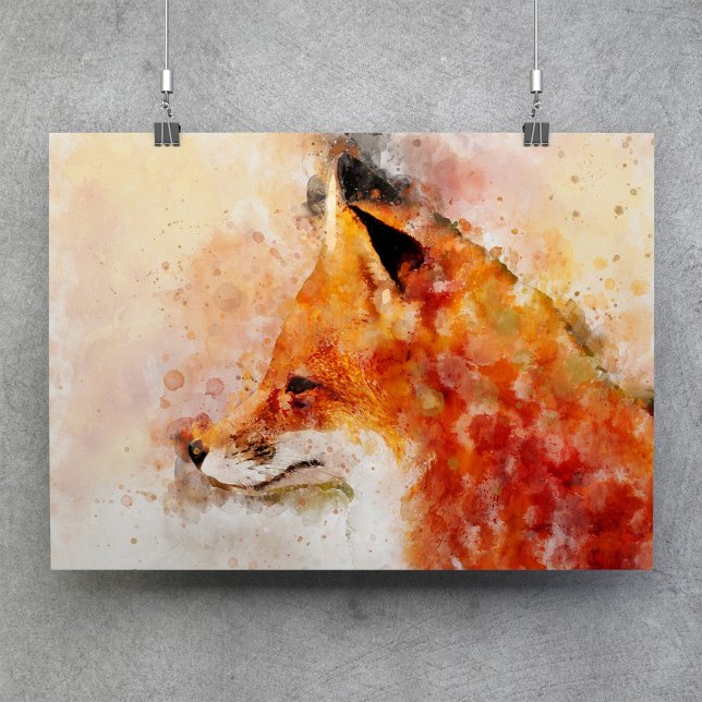 Red Fox Watercolor Portrait 03 Poster (Red Fox Watercolor Portrait 03. Poster)