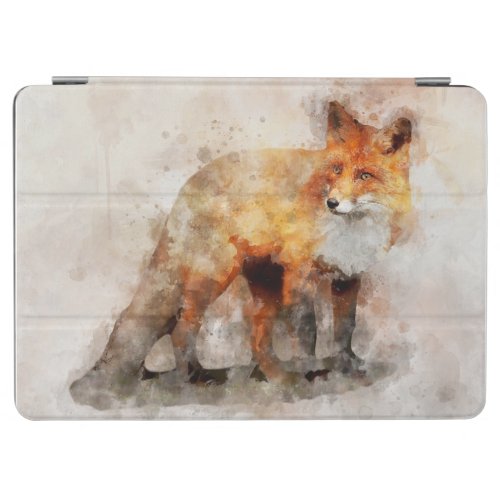 Red Fox Watercolor Portrait 04 iPad Air Cover