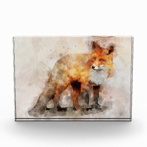 Red Fox Watercolor Portrait 04 Photo Block
