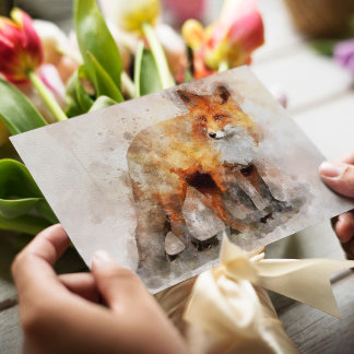 Red Fox Watercolor Portrait 04 Postcard
