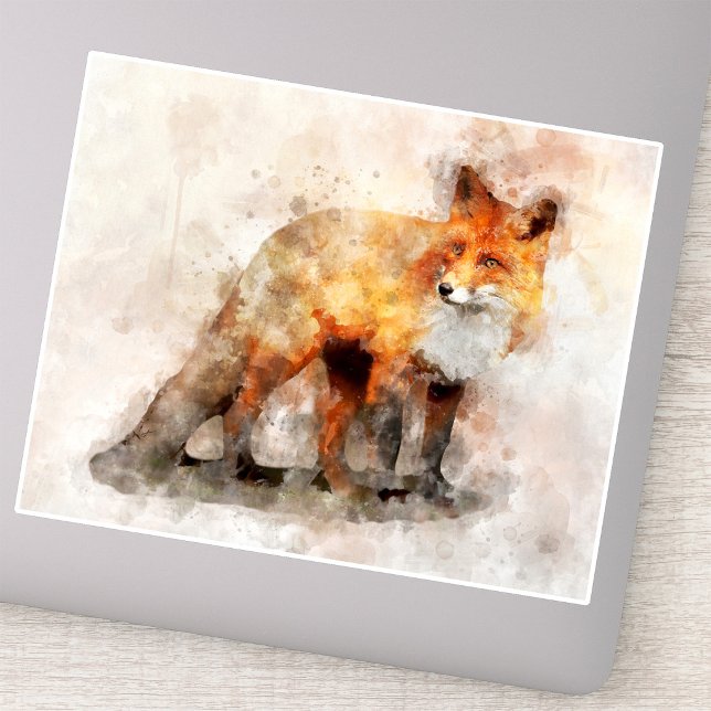 Red Fox Watercolor Portrait 04 Sticker (Red Fox Watercolor Portrait 04. Sticker)