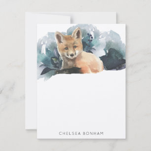 Red Fox Watercolor Scenery Note Card