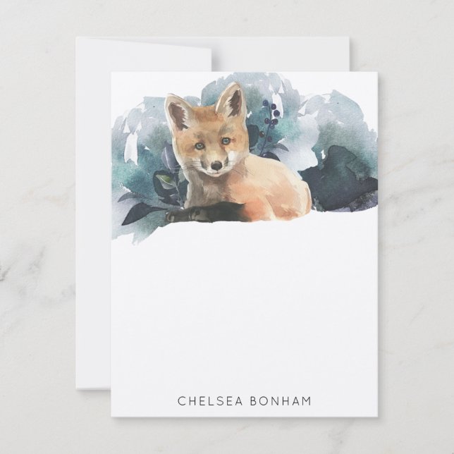 Red Fox Watercolor Scenery  Note Card (Front)