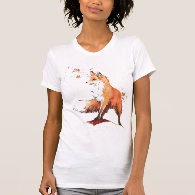 Red Fox Watercolor T-Shirt (Front)