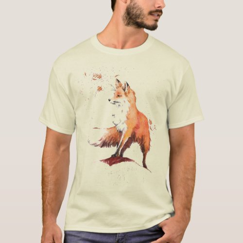 Red Fox Watercolor T_Shirt