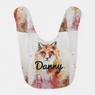 Red Fox Watercolour Cute Foxes Baby Boys Bib