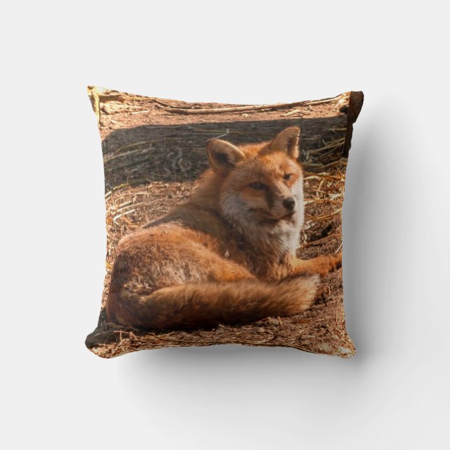 Red Fox Wild Animal Picture Throw Pillow (Front)