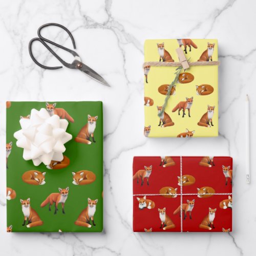 Red Fox Wildlife Art Wrapping Paper Sheets