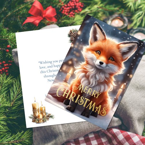 Red Fox Winter Christmas Foil Holiday Card