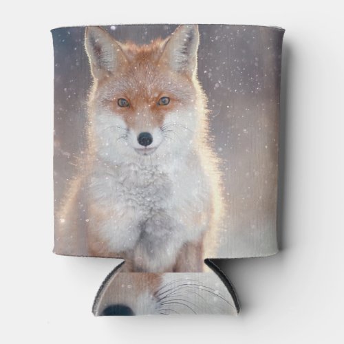 Red fox winter forest scenic illustration can cooler