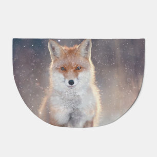 Red fox, winter forest, scenic illustration. doormat