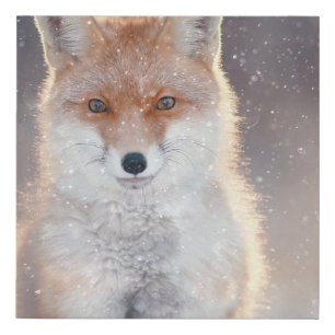 Red fox, winter forest, scenic illustration. faux canvas print
