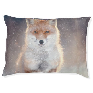 Red fox, winter forest, scenic illustration. pet bed