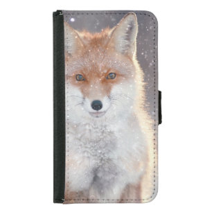 Red fox, winter forest, scenic illustration. samsung galaxy s5 wallet case