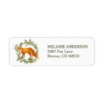 Red Fox with Green Leaves Wreath Return Address Label