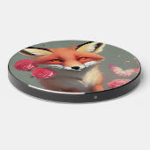 Red fox with pink flowers wireless charger (Front 2)