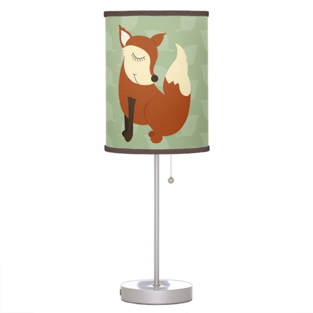 Red Fox Woodland Nursery Lamp (Green/Brown) (Left)