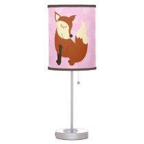 Red Fox Woodland Nursery Lamp (Pink/Brown)