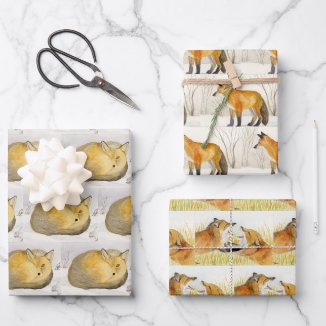Red Fox Wrapping Paper Sheets (Front)