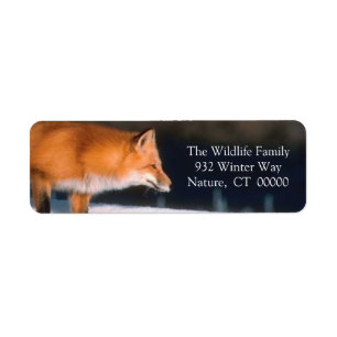 Red Fox Xmas Card Return Address Label Sticker