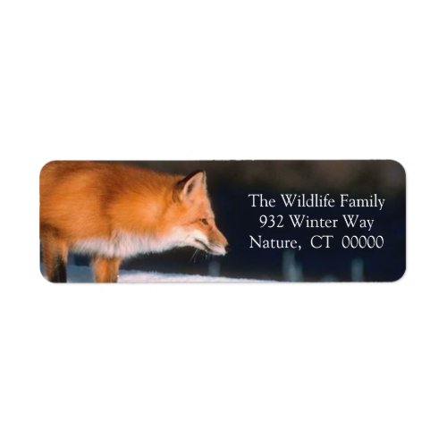 Red Fox Xmas Card Return Address Label Sticker