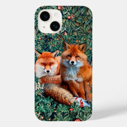 RED FOXES AMONG GREENERY FOLIAGE AND FLOWERS Case_Mate iPhone 14 CASE