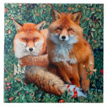 Red Foxes Among Greenery, Foliage And Flowers  Ceramic Tile at Zazzle