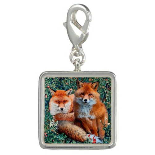 RED FOXES AMONG GREENERY FOLIAGE AND FLOWERS CHARM