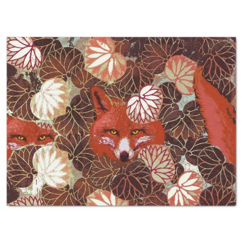 RED FOXES AMONG THE WHITE LEAVESFOLIAGE Christmas Tissue Paper