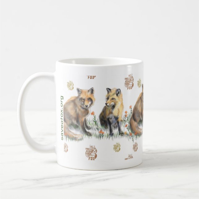 Red Foxes, Classic Mug, 11 oz Coffee Mug (Left)