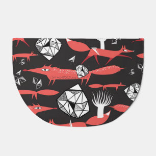 Red Foxes: Dark Background Seamless. Doormat