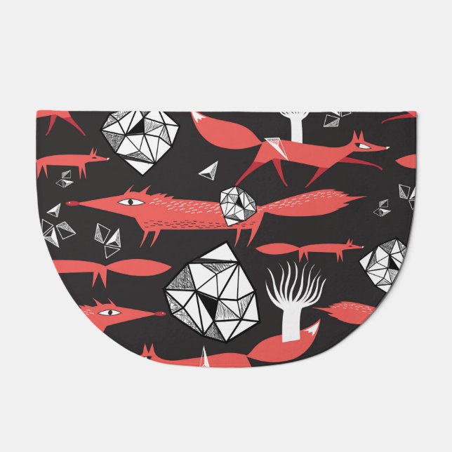 Red Foxes: Dark Background Seamless. Doormat (Front)