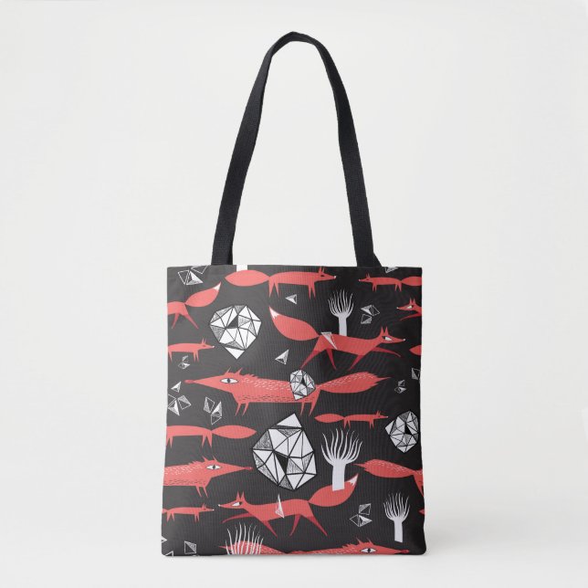 Red Foxes: Dark Background Seamless. Tote Bag (Front)