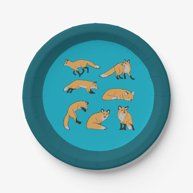 Red Foxes Paper Plates (Front)