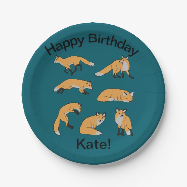 Red Foxes Paper Plates (Front)