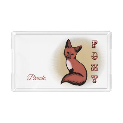 Red Foxy Fox Personalized Acrylic Tray